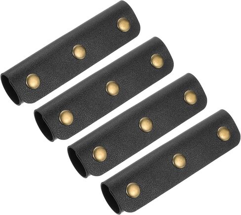 uxcell 4Pcs Handbag Handle Cover, PU Leather Luggage Handle Wraps, Luggage Grip Protector for Purse Tote Bag Suitcase, Black/Light Brown in Saudi Arabia