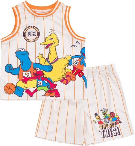 Sesame Street Athletic Mesh Jersey Tank Top and Basketball Shorts Outfit Set Infant to Toddler Sizes (12 Months - 5T) in Saudi Arabia