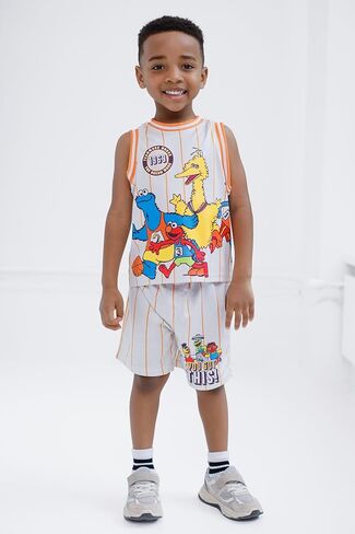 Sesame Street Athletic Mesh Jersey Tank Top and Basketball Shorts Outfit Set Infant to Toddler Sizes (12 Months - 5T) in Saudi Arabia