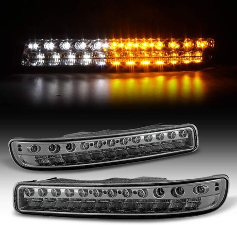 ACANII - For 1999-2006 GMC Yukon Sierra 1500 2500 3500 Chrome Housing LED Bumper Lights Signal Parking Lamps Assembly in Saudi Arabia