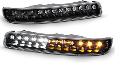 ACANII - For 1999-2006 GMC Yukon Sierra 1500 2500 3500 Chrome Housing LED Bumper Lights Signal Parking Lamps Assembly in Saudi Arabia