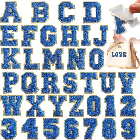 36 Pcs Self Adhesive Chenille Letter Number Patches Set, 2.2 in Iron on Numbers Varsity Letter Patches Stick on Clothes Backpacks Hats Team Uniform(Black) in Saudi Arabia