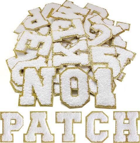 36 Pcs Self Adhesive Chenille Letter Number Patches Set, 2.2 in Iron on Numbers Varsity Letter Patches Stick on Clothes Backpacks Hats Team Uniform(Black) in Saudi Arabia