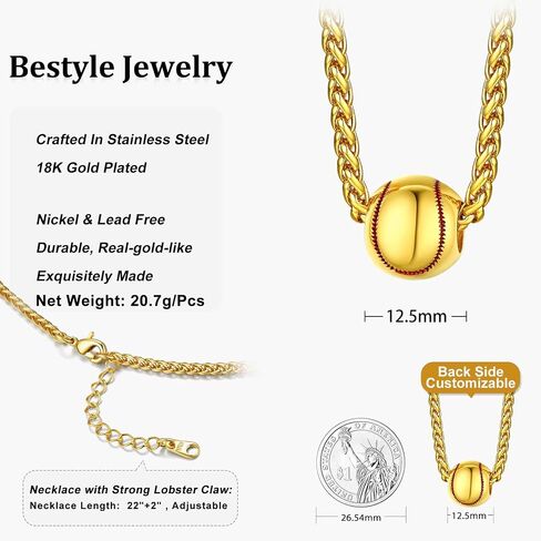 Bestyle Vivid Ball Pendants Netlace للرجال ، كرة قدم صلبة من الفولاذ المقاوم للصدأ/كرة السلة/كرة الطائرة/لعبة الركبي/قلادة البيسبول بالفضة/الأسود/الذهبي ، مجموعة مجوهرات المروحة الرياضية العصرية. in Saudi Arabia