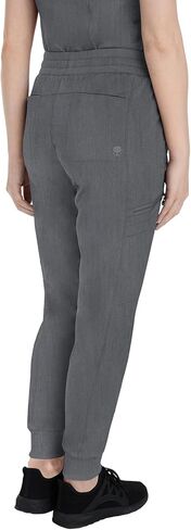 Lealing Hands Scrub Set Leade Top 2152 Toby Jogger Pant مع حزام مرن 9244 فرك طبي مع 9 جيوب ، Heather Grey- L Top/L Petite Pant in Saudi Arabia