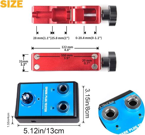 Spark Plug Gap Tool & Spark Plug Tester Kit 0 to 6000RPM with Double Hole 10MM 12MM 14MM 16MM Spark Plug Adjustable Gap Tool with Feeler Gauge for 12V Gasoline Vehicles Spark Plug Socket in Saudi Arabia
