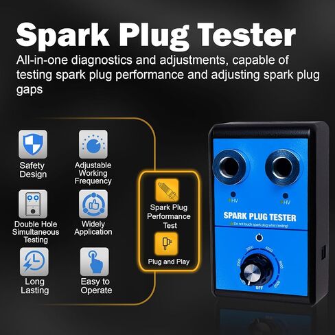 Spark Plug Gap Tool & Spark Plug Tester Kit 0 to 6000RPM with Double Hole 10MM 12MM 14MM 16MM Spark Plug Adjustable Gap Tool with Feeler Gauge for 12V Gasoline Vehicles Spark Plug Socket in Saudi Arabia