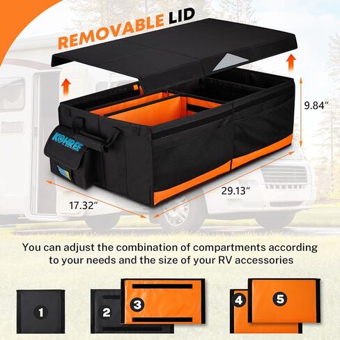 Kohree RV Storage and Organization, 74L Collapsible RV Storage Bag, RV Caddy Trunk Organizer for RV Accessories, RV Containers Holds RV Stabilization & Electric Accessories in Kuwait