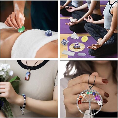 مجموعة 28 قطعة من بلورات الشفاء الطبيعية وبلورات الشفاء الحجرية مع هرم الكوارتز الوردي وقلادة وبندول، و7 بلورات خام و7 أحجار شاكرا متدحرجة، هدايا للمبتدئين من الكريستال in Kuwait