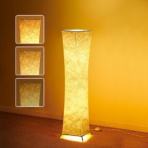 chiphy Floor Lamp, Dimmable 64" Tall Standing Lamp, 3 Levels Adjustable Brightness 12Wx2 LED Bulbs, Column Floor Light w/White Fabric Shade, Home Decor for Living Room, Bedroom, Kids Room