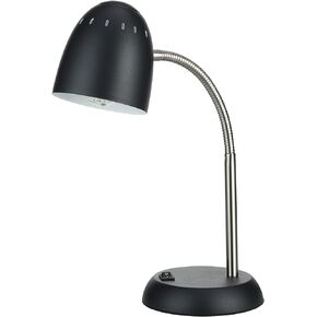 Eye-Caring Table Lamp of Simple Designs Home E26 Led Screw Basic Metal Desk Lamp with Flexible Gooseneck Hose Neck Study Lamp for Bedroom Office Living Room Convenient On/Off Switch(Black)