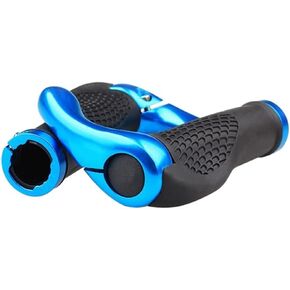 BlueSunshine The Comfiest Ergonomic Bicycle Handlebar Rubber Grips with Anti-Slip Contoured Design and Aluminum Alloy Inner Ring Clamps