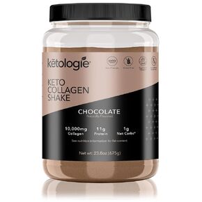 Keto Collagen Shake (Vanilla) - with Coconut Oil, Prebiotics, Grass Fed Hydrolyzed Collagen Peptides Type I & III, Low Carb, Gluten Free,1.49lbs.