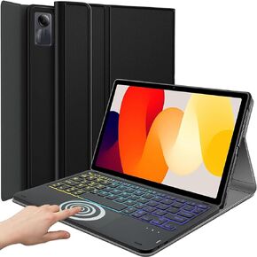 Backlit Touchpad Keyboard Case for Xiaomi Redmi Pad SE 11 inch 2023, 3-Zone Backlit Wireless Trackpad Keyboard with Protective Slim Stand Cover Case for 11" Redmi Pad SE 2023 Release