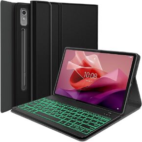 Backlit Keyboard Case for Lenovo Tab P12 12.7 Inch 2023 Tablet, 7 Color Backlight Detachable Wireless Keyboard & & PU Folio Stand Cover Caserfor 12.7" Lenovo Tab P12 2023 Realease