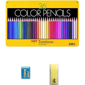 Colored Pencils, 36 Piece Set with Pencil Sharpener, 2 Blade Size, Assorted Colors, 1-Pack, and Original mark sticky note Japan import