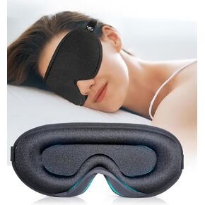 HiRui Sleep Eye Mask for Men and Women, Upgraded 3D Contoured Cup Sleeping Mask, Block Out Light Soft Comfort Blindfold with Adjustable Elastic Strap, Eye Shade Cover for Nap Travel Yoga (Black)