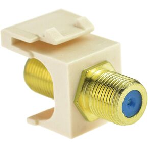 Mediabridge™ Coaxial Keystone Jack (Almond) - Gold-Plated RG6 Insert for Keystone Wall Plate - 5 Pack (Part# 51J-F81-AL-5PK)