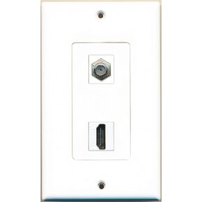 RiteAV - 1 x Cable TV Coax and 1 x HDMI Port Wall Plate Decorative Type - Black - Bracket Included