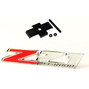 1x OEM 5 Inches Grille Z71 Off Road Emblems Badge 3D for Gmc Chevy Silverado 1500 2500Hd Sierra Suburban Colorado Shiny Chrome Red