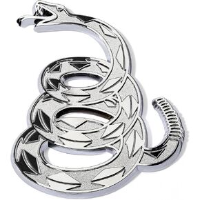 Don't Tread On Me Stickers by Revolution Car Badges- Gadsden Flag Rattlesnake Auto Emblem 3D Snake Stickers/Decals for Vehicles, Cars, Trucks - American Independence Badge for Patriots (Chrome/Black)