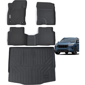 Floor Mats & Trunk Mat for Ford Escape 2020-2023 2024,TPE All Weather Protection 1st & 2nd Row Car Floor Liners with Cargo Liner Accessories-Black