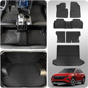 Floor Mats Compatible with 2022 2023 2024 2025 Hyundai Tucson Trunk Mat Cargo Liner Cargo Mat TPE All Weather Back Seat Cover Protector Tucson Accessories(Floor Mats+Backrest Mats+Trunk Mat)