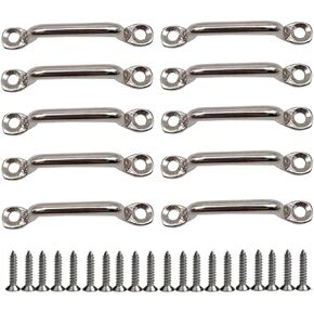 Kayak Pad Eye 316 Stainless Steel Bimini Boat Top PAD Eye Eye Straps, Tie Down, Kayak Deck Loops,5mm Pad Eye Bimini 60mm/2.4" Length 10Pcs