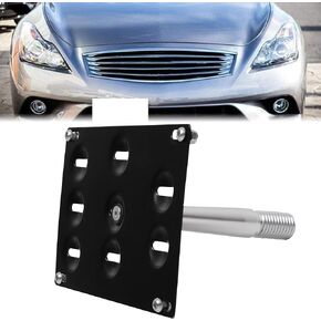 Front Bumper Tow Hook License Plate Bracket Holder Relocator Compatible with Nissan 09-18 370Z Z34 GTR R35 Sentra, 04-17 Infiniti G37 2dr Coupe / Q60 / Q50 (NOT fit with Front Parking Sensor)