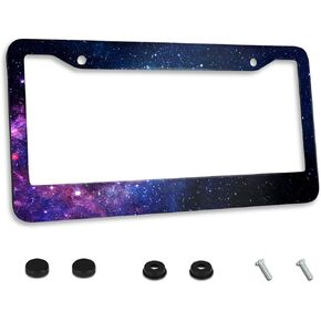 Personalized License Plate Frame Stainless Steel Artistic Flower Black License Plate Holder Accessory Decorative 2 Holes and Screws Fits US Standard License Plates Size: 12.2 x 6.3 in for Men Women