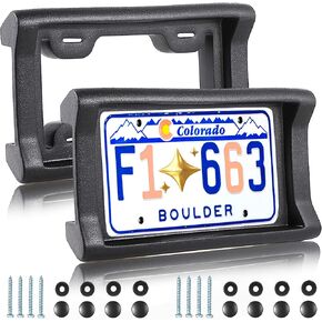 Bumper Guard Front License Plate with Mounting Accessories,2.3" Thick Rubber License Plate Frames Protector,Universal Fit for Trucks/Cars/SUVs,Truck/Car Accessories,Black 1 pcs