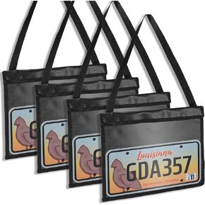 4 Pieces License Plate Holder with Hanging Strap Test Drive License Plate Holder License Plate Tag Bag Dealer Plates Tag Bags Black License Plate Frame Cover Car Plate Bracket Holder for Car SUV Truck