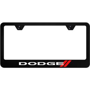 Au-TOMOTIVE GOLD UV Print Polycarbonate License Plate Frame for Dodge Stripe (Black)