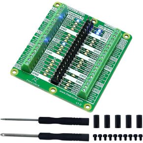 Freenove Breakout Board for Raspberry Pi 5 / 4B / 3B+ / 3B / 3A+ / 2B / 1B+ / 1A+ / Zero W/Zero, Terminal Block HAT, GPIO Status LED