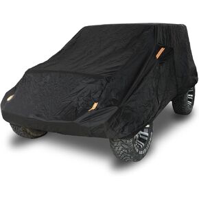 غطاء سيارة كامل ببابين من Winunite متوافق مع Jeep Wrangler CJ YJ TJ JK & JL 2-Door 1965-2023 غطاء مقاوم للماء للمطر الثلجي مع سحاب باب السائق in Kuwait