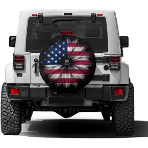 Foruidea USA Flag on Abstract Flower Spare Tire Cover with Backup Camera Hole Wheel Tire Cover Fit Trailer, RV, SUV and Many Vehicle 17inch