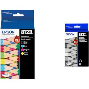 Epson 812 DURABrite Ultra Ink High Capacity Black & Color Cartridge Combo Pack & 812 DURABrite Ultra Ink High Capacity Black Cartridge (T812XL120-S)