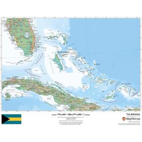 The Bahamas - 22" x 17" Rolled Canvas Wall Map