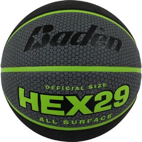 Baden Hex Deluxe Rubber Basketball, Black/Gray/Green