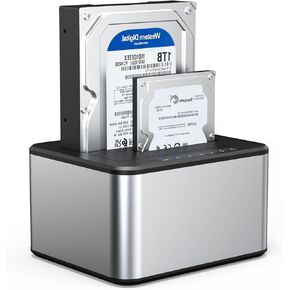 Hard Drive Docking Station, SATA to USB3.0 Dual Bay External Hard Drive Enclosure for 2.5/3.5 Inch HDD SSD, with Offline Cloner/Duplicator Function in Kuwait