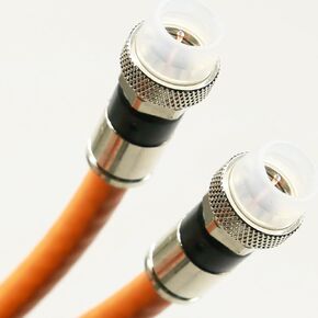 PHAT Satellite - Direct Burial Flooded RG-6 Coaxial Cable with Weather Boot F-Connectors, 18AWG 75 Ohm, Enhanced Tri-Shield 77% Braid, Assembled in USA (100 feet, Orange)