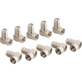 Pasow F-Type Right Angle Coaxial RG6 Adapter 90° Female to Male Connector (10pcs)