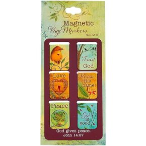 Christian Art Gifts Set of 6 Botanic Butterfly Blessings Inspirational Magnetic Bible Verse Bookmark with Scripture, Size Extra Small 1" x .75" (2.99)