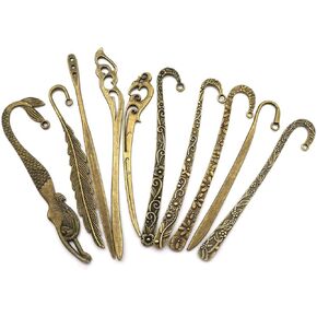10pcs Craft Supplies Mixed Antique Bronze Bookmark Charms Pendants for Crafting, Jewelry Findings Making Accessory for DIY Necklace Bracelet (M177)