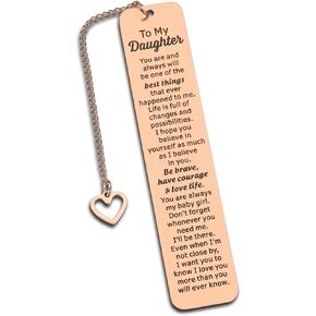 Daughter Gift from Mom to My Daughter Bookmark Valentines Day Gift for Girls Daughter Birthday Gift 16th 18th 21st Birthday Gift for Teen Girls Her Inspirational Gift for Stepdaughter Goddaughter