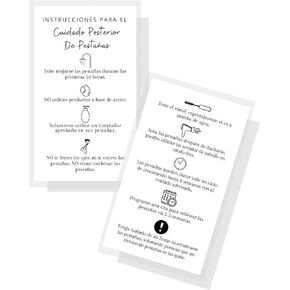 SPANISH Lash Aftercare | Cuidado Posterior de la Extensión de Pestañas | Physical Printed 2 x 3.5" inch Business Card | Eyelash Extension Supplies | White card Design