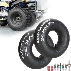 18x6.50-8 18x7.50-8 20x8.00-8 20x10.00-8 Inner Tubes for ATV Quad 4 Wheeler Go Kart Baja Warrior Mini Bike Lawn Tractor Snow Blower Golf Cart Garden Trailer Heavy Duty Lawn Mower - 2Pack