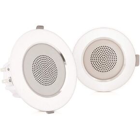 Pyle 4" Pair Flush Mount in-Wall in-Ceiling 2-Way Home Speaker System Built-in LED Lights Aluminum Housing Spring Clips Polypropylene Cone & Tweeter 2 Ch Amplifier 160 Watts (PDICLE4),White