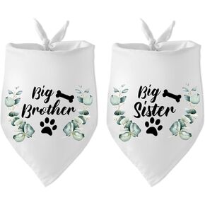 2 Pack Big Brother Big Sister Dog Pregnancy Announcement Dog Bandana Funny Flower Puppy Bandana Gender Reveal Photo Prop Accessories for Dog Lovers Owner Gift