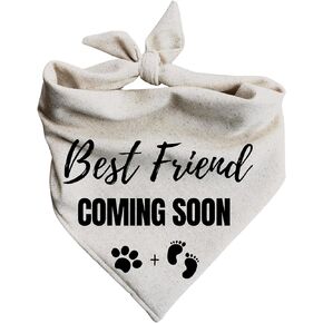 Best Friend Coming Soon Dog Bandana Pregnancy Announcement Creamy Oatmeal (X-Small)